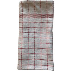 Kökshandduk 50x100 cm Vit med röda rutor