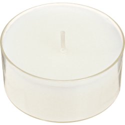 Värmeljus i plastkopp, veg.stearin, vit, 18 st.