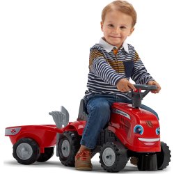 FALK Baby Massey Ferguson traktor med släp, röd