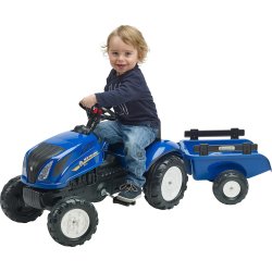 FALK New Holland traktor med vagn, blå