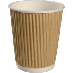 Pappersmugg, räfflat, brunt, 24 cl, 25 st.