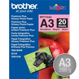 Brother Glossy Inkjet fotopapper A3 / 260 g / 20 s