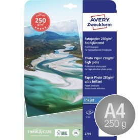 Avery Inkjet fotopapper, glansigt, A4 / 250 g / 50