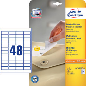 Avery L4736REV-25 avtagbara etiketter, 45,7x21,2 m