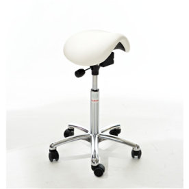 CL Mini sadelstol, hvid, kunstlæder, 58-77 cm