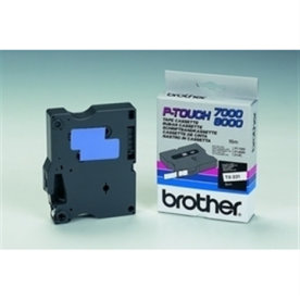 Brother TX-151 etikettape, 24 mm, svart på genomsk
