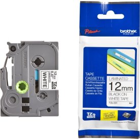 Brother TZe-231 etikettape, 12 mm, svart på vit
