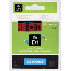 Dymo D1 labeltape 24mm, sort på rød
