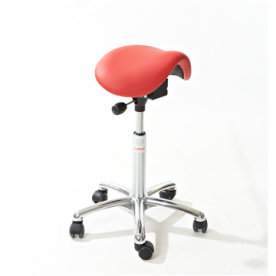 CL Mini sadelstol, rød, kunstlæder, 58-77 cm