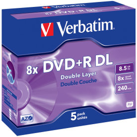 Verbatim DVD+R Double Layer Matt Silver 8x, 5 stk
