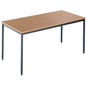 Kantinebord, 180x80 cm, bøg med sort stel
