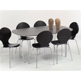 Comfort Classic matsalsset med 6 stolar svart/krom