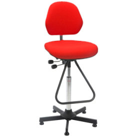 Aktiv arbejdsstol m/ fodbøjle, rød, stof
