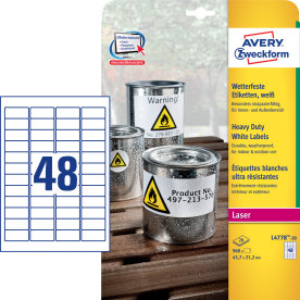 Avery L4778-20 slitstarka etiketter, 45,7x21,2 mm