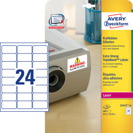 Avery L6141-20 slitstarka etiketter, 63,5 x 33,9 m