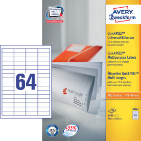 Avery 3667 Universaletiketter, 48,5x16,9 mm