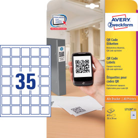 Avery L7120-25 etiketter till QR-koder, 35x35mm