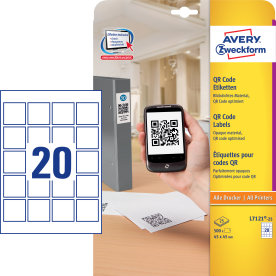 Avery L7121-25 etiketter till QR-koder, 45x45 mm