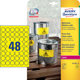 Avery L6128-20 runda, slitstarka etiketter, 30 mm,
