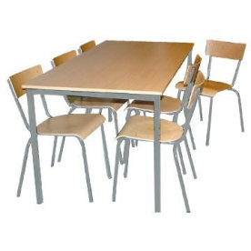 Matsalsset för 6 personer i bok/aluminium