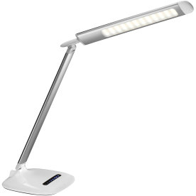 Soft LED lampe i sølv/hvid