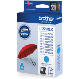 Brother LC225XLC bläckpatron, cyan, 1200 s