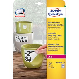Avery L4773Rev-20 slitstarka etiketter, 63,5x33,9