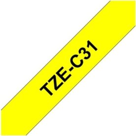 Brother TZe-C31 labeltape 12mm, sort på gul