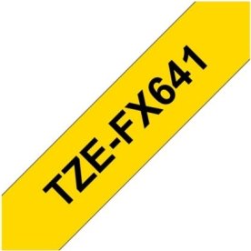 Brother TZe-FX641 labeltape 18mm, sort på gul