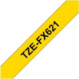 Brother TZe-FX621 labeltape 9mm, sort på gul