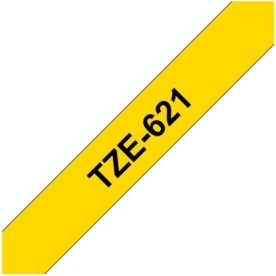 Brother TZe-621 labeltape 9mm, sort på gul
