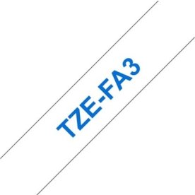 Brother TZe-FA3 tygtape, 12 mm, blå på vit