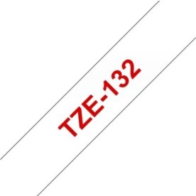 Brother TZe-132 labeltape 12mm, rød på klar