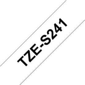 Brother TZe-S241 labeltape 18mm, sort på hvid