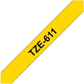 Brother TZe-611 labeltape 6mm, sort på gul