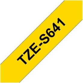 Brother TZe-S641 labeltape 18mm, sort på gul