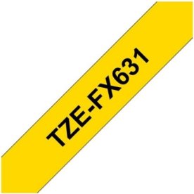 Brother TZe-FX631 labeltape 12mm, sort på gul
