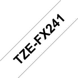 Brother TZe-FX241 labeltape 18mm, sort på hvid