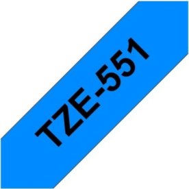 Brother TZe-551 labeltape 24mm, sort på blå