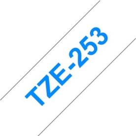Brother TZe-253 labeltape 24mm, blå på hvid