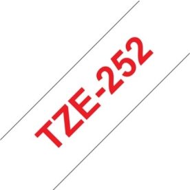 Brother TZe-252 labeltape 24mm, rød på hvid