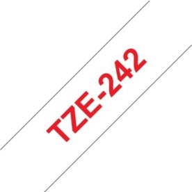 Brother TZe-242 etikettape, 18 mm, röd på vit