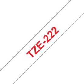 Brother TZe-222 labeltape 9mm, rød på hvid