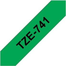 Brother TZe-741 labeltape 18mm, sort på grøn