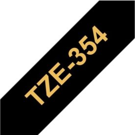 Brother TZe-354 labeltape 24mm, guld på sort