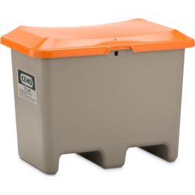 Salt-/sandlåda 200 L, gaffelöppning, Grå/orange