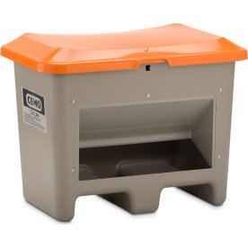 Salt-/sandlåda 200 L, gaffelöppning, grå/orange