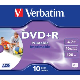 Verbatim DVD+R 4,7 GB printable, 10 st.