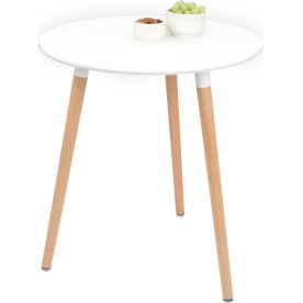 Fano loungebord Ø60 cm, vit med stomme i bok