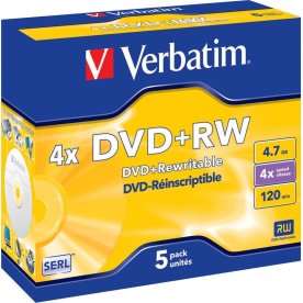 Verbatim DVD+RW 4,7 GB, Jewel Case, 5 st.